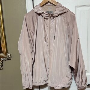 Soia & Kyo Blush Dusty Rose Pink Mesh Jacket Hooded Windbreaker Size 1X